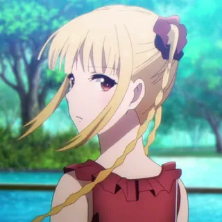 🐍 Anime, Mädchen, Charakter, blonde Haare, rote Augen, süß telegram sticker