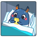 😶 zwierzę, słoń, kreskówka, telefon, łóżko, sen telegram sticker