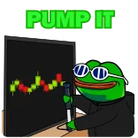 📈 Pepe the Frog PUMP IT pepe, meme, cổ phiếu, tài chính, pump it, giao dịch, thị trường whatsapp sticker