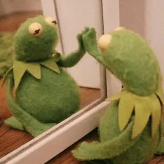 😐 Kermit frog, muppet, kermit, self-reflection, mirror, green telegram sticker