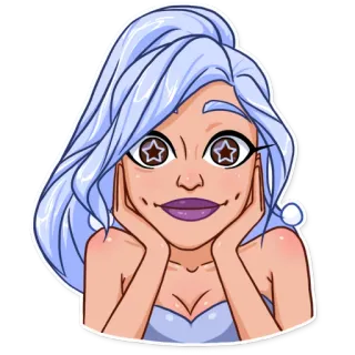 ✨ cartone animato, donna, personaggio, femmina, viola, stella, persona, disegno telegram sticker