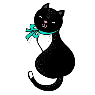😨 Katze, schwarze Katze, Schleife, süß, Tier, Haustier telegram sticker