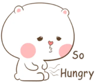 😔 So Hungry süß, Bär, hungrig, kawaii, Essen, Cartoon telegram sticker