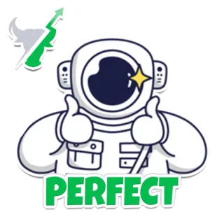 👍 PERFECT astronaute, parfait, succès, pouce levé, espace, vert, positif whatsapp sticker