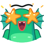 🤩 dragón, estrella, gafas de sol, dibujos animados, monstruo, mono whatsapp sticker