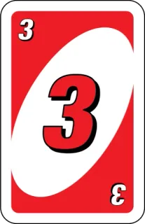 ❤️ Uno 3 number, red, game, card whatsapp sticker
