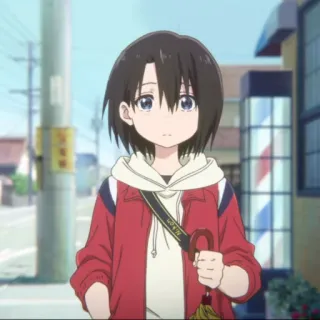 🐇 anime, girl, red jacket, cartoon, character, illustration telegram sticker