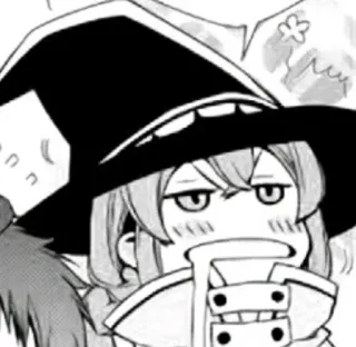 😁 anime, mangá, garota, chapéu, cara engraçada, desenho animado, bruxa telegram sticker
