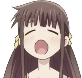 😂 Tohru Honda Fruits Basket อนิเมะ, การ์ตูน, ตัวละคร, มีความสุข, โทโอรุ ฮอนดะ, Fruits Basket whatsapp sticker