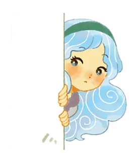 👀 Anime Mädchen, Aufkleber, blaue Haare, Illustration telegram sticker