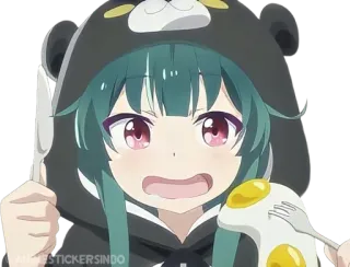 🐾 Anime, Dibujos animados, Lindo, Comida, Huevo, Chica, Personaje whatsapp sticker
