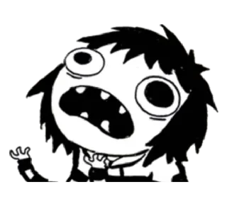 😫 kartun, karakter, berteriak, terkejut, emosi, hitam putih, lucu whatsapp sticker
