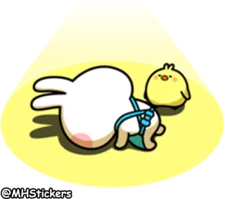 😓 กระต่าย, ไก่, การ์ตูน, สัตว์, น่ารัก, ตลก telegram sticker
