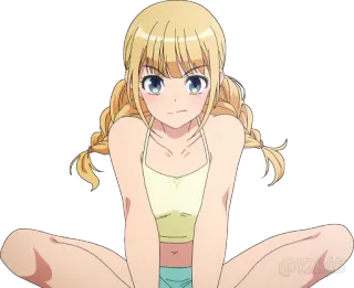 🧘‍♀ garota anime, cabelo loiro, maria chiquinha, fofa, sentada, anime telegram sticker