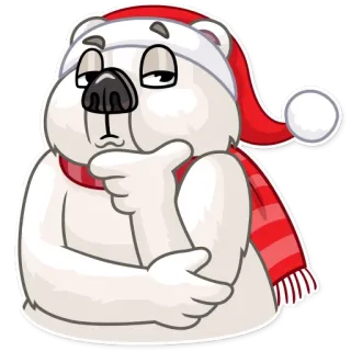 🤔 Bär, Tier, Winter, Weihnachten, Mütze, Schal, süß, Cartoon telegram sticker