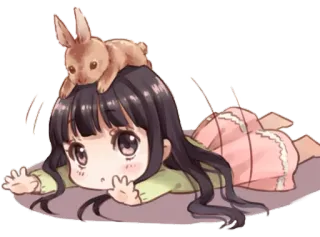 🤗 Q版, 女孩, 兔子, 可爱, 萌, 动漫, 漫画 telegram sticker