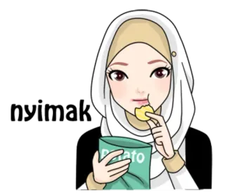 😳 Potato Hiyab, Musulmán, Papas fritas, Aperitivo, Chica, Comiendo telegram sticker