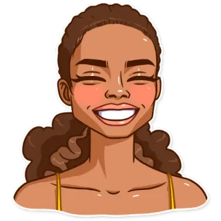 😁 woman, happy, portrait, cartoon, sticker, smile telegram sticker