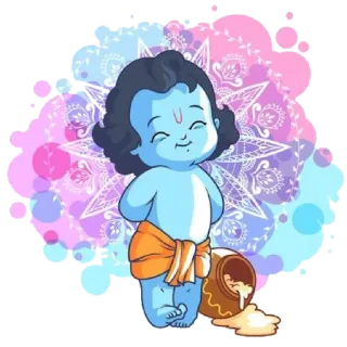 ☺️ Krishna 神, 印度教, 婴儿, 牛奶, 神 telegram sticker