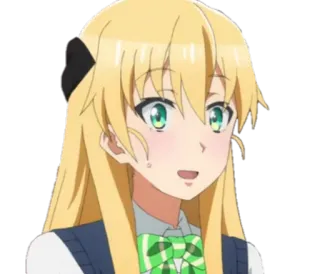 😧 Anime, Dibujos animados, Personaje, Chica, Pelo rubio, Mono, Kawaii telegram sticker