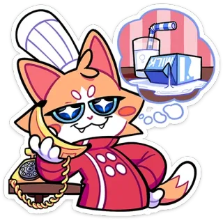 📞 MILK cat, chef, milk, banana, cartoon, animal, cute, food telegram sticker