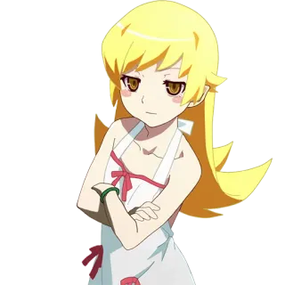 😏 Shinobu Oshino Monogatari аниме, девушка, кухня, фартук, милая, Синобу Осино, Monogatari telegram sticker