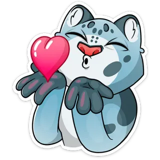 😘 snow leopard, cat, kiss, heart, love, animal, cartoon, sticker telegram sticker