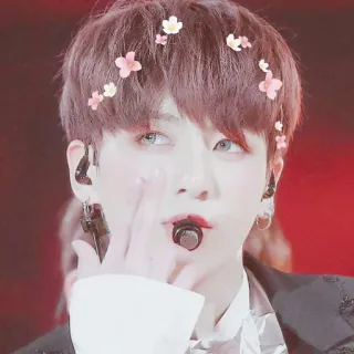 🌺 Jungkook kpop, cantor, idol, flores, retrato, asiático telegram sticker