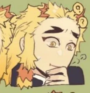 🌟 Rengoku Kyoujurou Demon Slayer anime, demon slayer, rengoku, kyoujurou, question marks, thinking telegram sticker