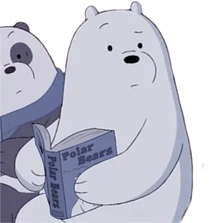 🤨 Polar Bears Dessin animé, Ours, Lecture, Ours polaire, Animal, Livre telegram sticker