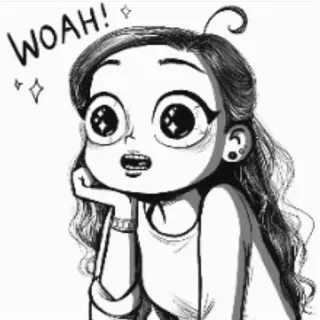 😍 WOAH! Cartoon, Mädchen, überrascht, Anime, Frau, Ausdruck telegram sticker