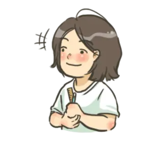 🙂 만화, 여자, 사람, 미소, 귀여운, 행복한 whatsapp sticker