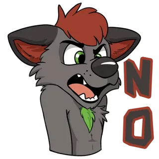 😠 NO cartoon, no, animal, expression, wolf, protest telegram sticker