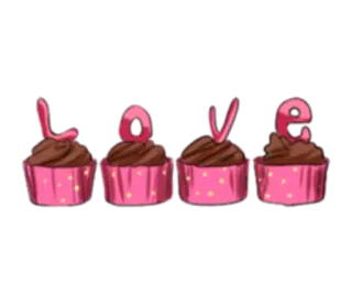 💕 Love Cupcakes, Amor, Postre, Dulce, San Valentín, Rosa telegram sticker