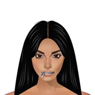 😚 phụ nữ, dây kéo, miệng, hoạt hình, chân dung, thời trang whatsapp sticker