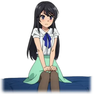 😖 anime, ragazza, capelli lunghi, seduta telegram sticker