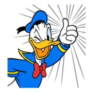 👍 Donald Duck hoạt hình, Disney, Vịt Donald, ngón tay cái giơ lên telegram sticker