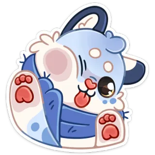 😉 สติกเกอร์, ลูกหมา, น่ารัก, สัตว์, การ์ตูน, สีฟ้า, หมา, น่าเอ็นดู whatsapp sticker