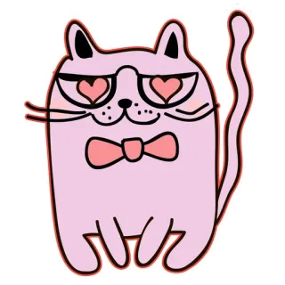 🤩 кот, очки, бабочка, розовый, милый, каваи telegram sticker