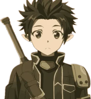 😐 Kirito Sword Art Online anime, sword, elf, character, fantasy, sword art online telegram sticker