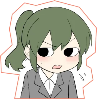 😒 Anime, Desenho animado, Irritado/a, Personagem, Feminino, Rabo de cavalo, Adesivo telegram sticker