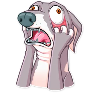 😱 หมา, กลัว, ตกใจ, การ์ตูน, สัตว์ whatsapp sticker