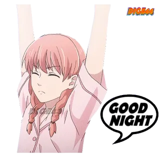 🛌 GOOD NIGHT buona notte, sonno, sogni d'oro, notte, cartoni animati, anime, ragazza telegram sticker