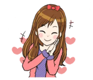 ☺️ cartoon, cute, girl, heart, kawaii, adorable, sticker telegram sticker