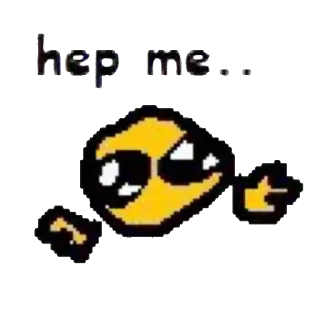 🥺 hep me.. aide, détresse, dessin animé, mème, jaune telegram sticker