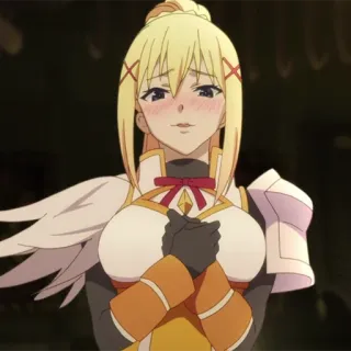 🛡 Darkness Konosuba アニメ, ダクネス, このすば, 金髪, キャラクター, ファンアート, ステッカー telegram sticker