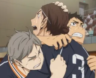 🌟 Haikyuu!! anime, haikyuu, volleyball, celebration, team, friends, sports telegram sticker