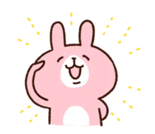 😊 konijn, roze, schattig, cartoon, dier telegram sticker