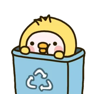 🧺 鳥, リサイクル, ゴミ箱, かわいい, 動物 telegram sticker