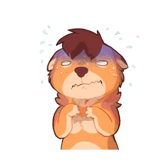 😨 animal, sweat, nervous, worried, cartoon, character, distressed telegram sticker